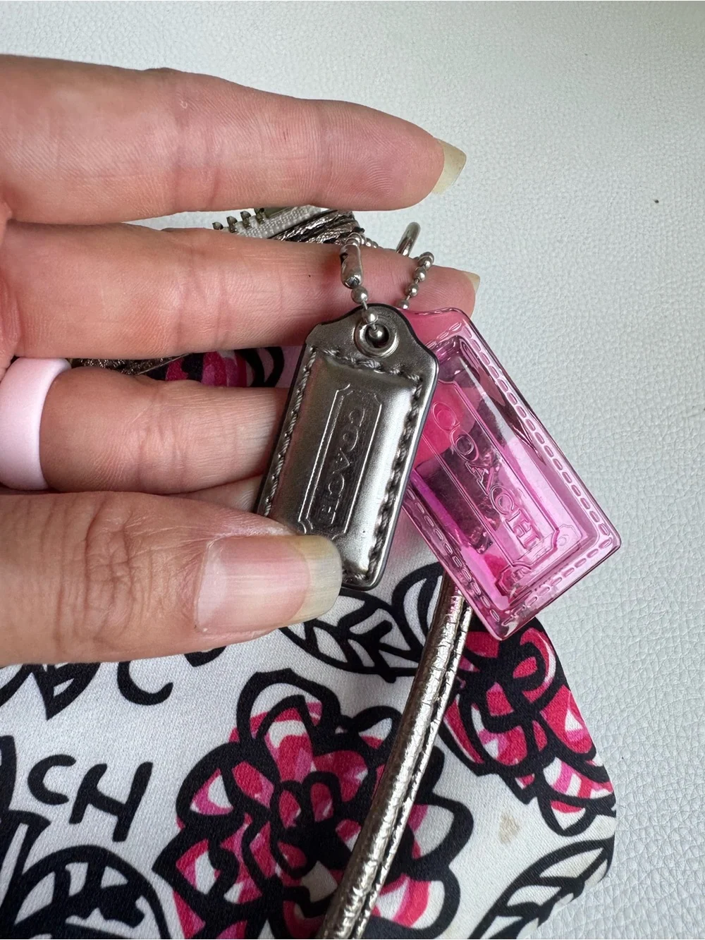Coach Poppy Floral Graffiti Crossbody Clutch Pink Silver Y2K 2000s